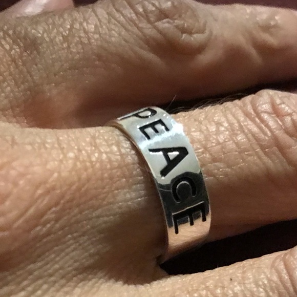 Sterling Silver Peace Band Ring Size 8 - Picture 2 of 16